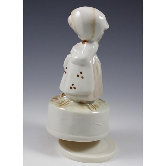 Vtg 1983 Action Industries Porcelain Musical Figure "Raindrops" Girl w/Fawn Bird - Picture 4 of 8